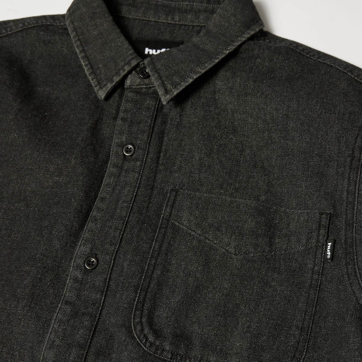 HUF Carson Overdyed Denim Long Sleeve Shirt Black