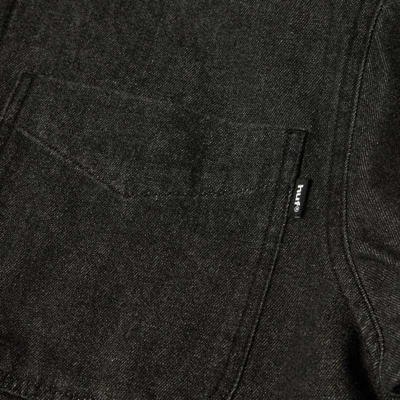 HUF Carson Overdyed Denim Long Sleeve Shirt Black