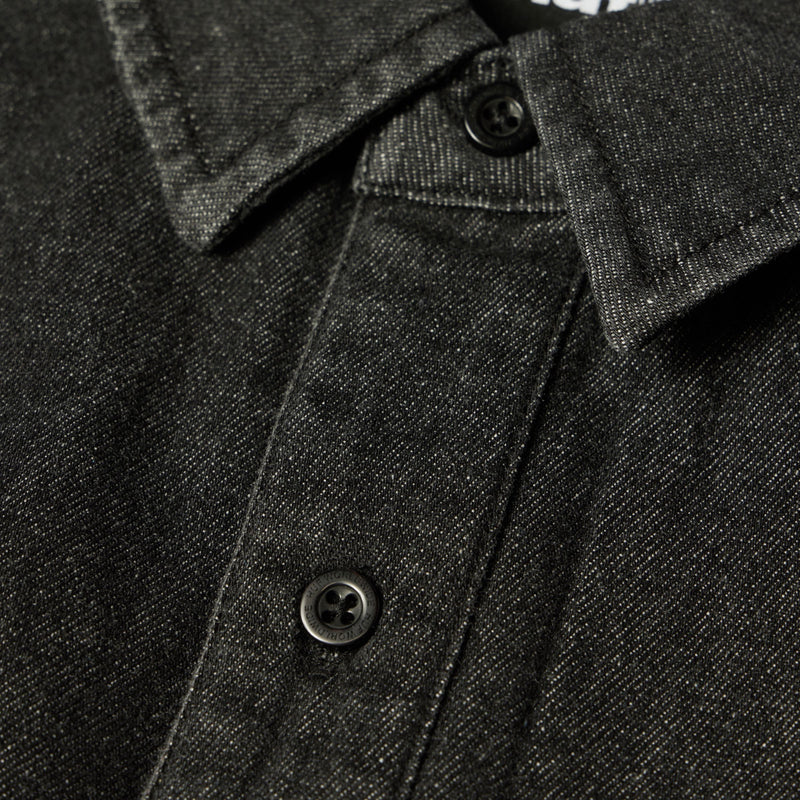 HUF Carson Overdyed Denim Long Sleeve Shirt Black