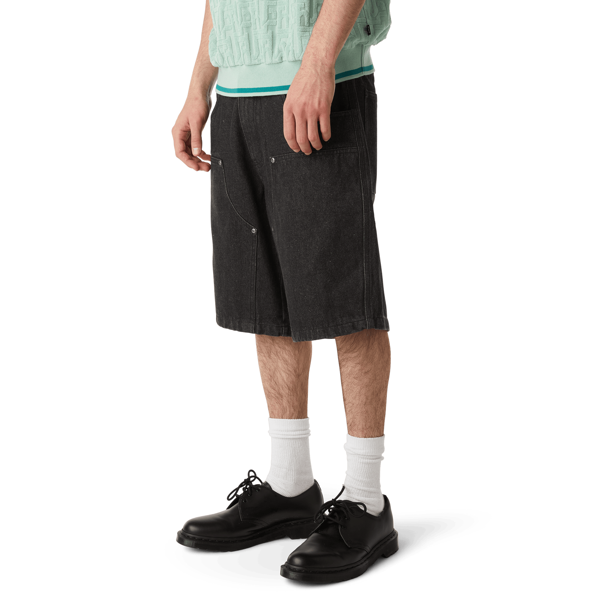 HUF Classic H Double Knee Denim Short Black Denim