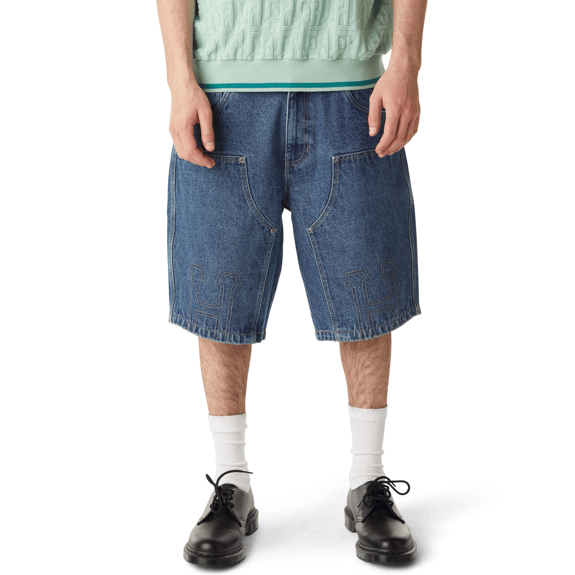 HUF Classic H Double Knee Denim Short Stone Wash Indigo