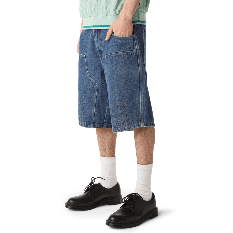 HUF Classic H Double Knee Denim Short Stone Wash Indigo