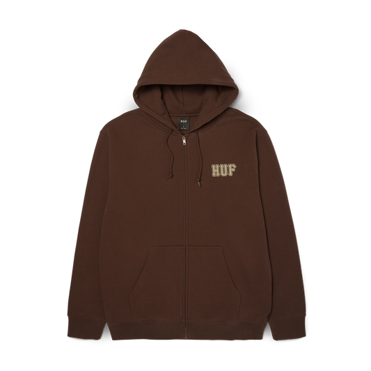 Huf Classic Logo Full-Zip Hoodie Chocolate