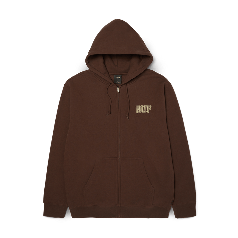 Huf Classic Logo Full-Zip Hoodie Chocolate