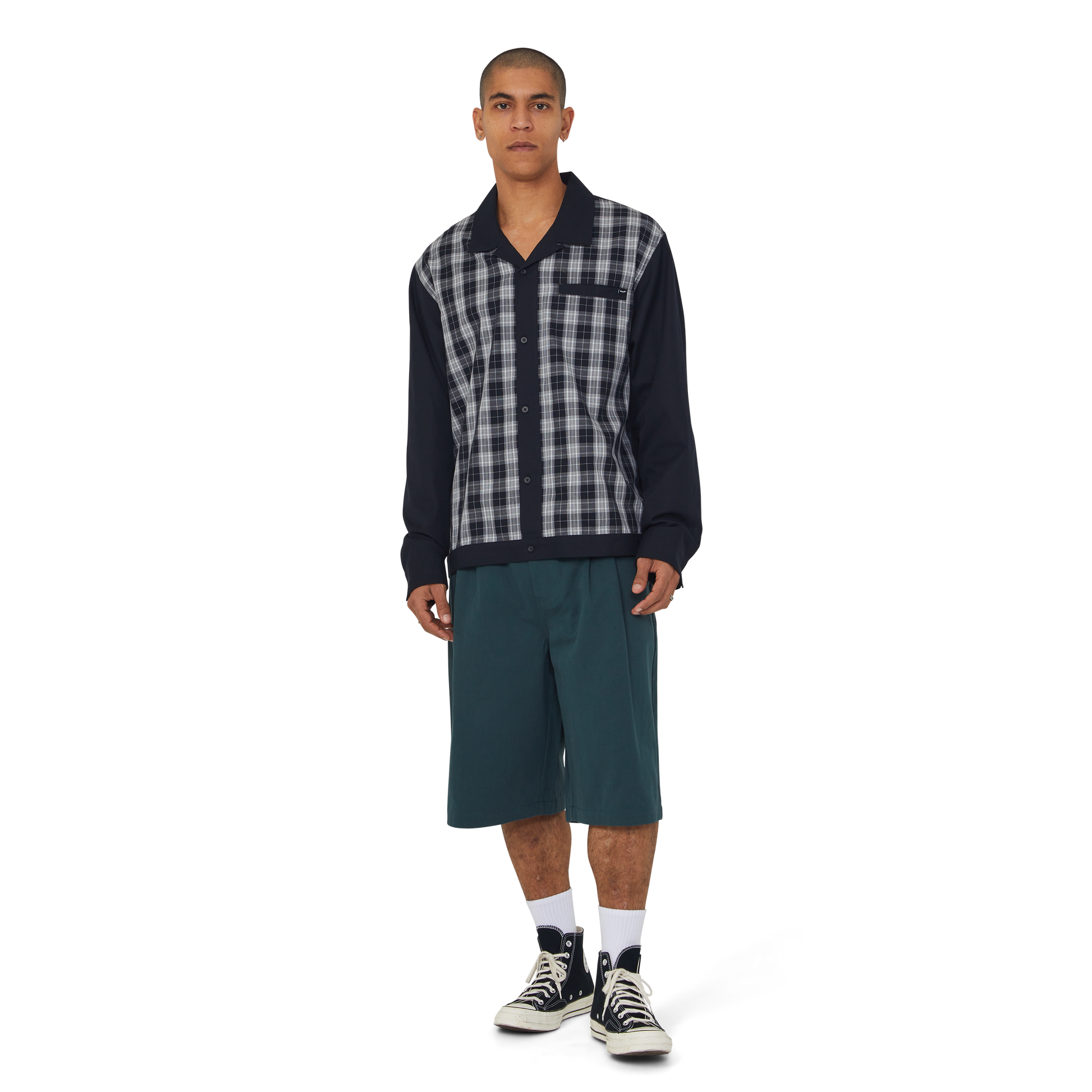 HUF Coolidge Plaid Long Sleeve Shirt Black