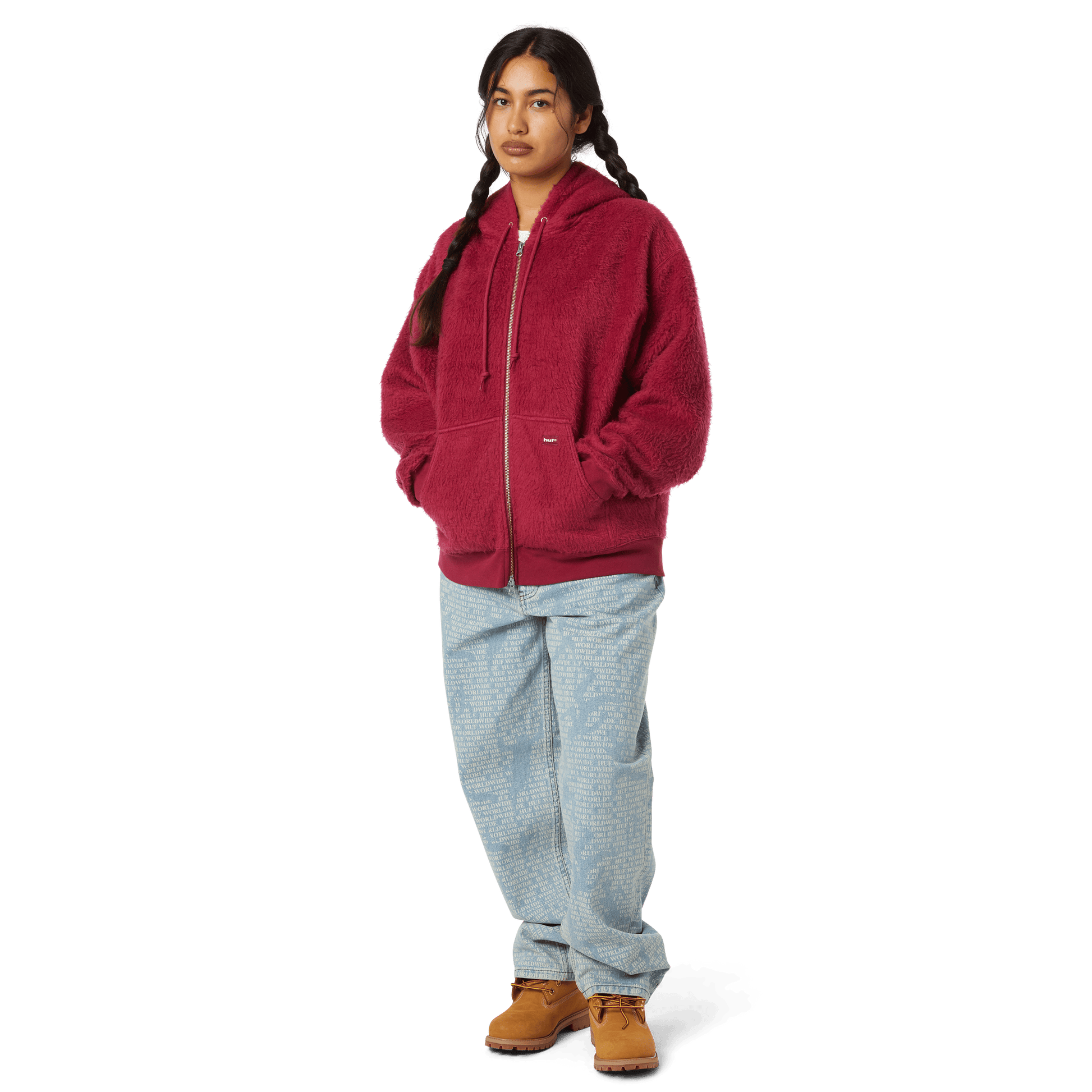 HUF Corso Heavyweight Full-Zip Hoodie Berry