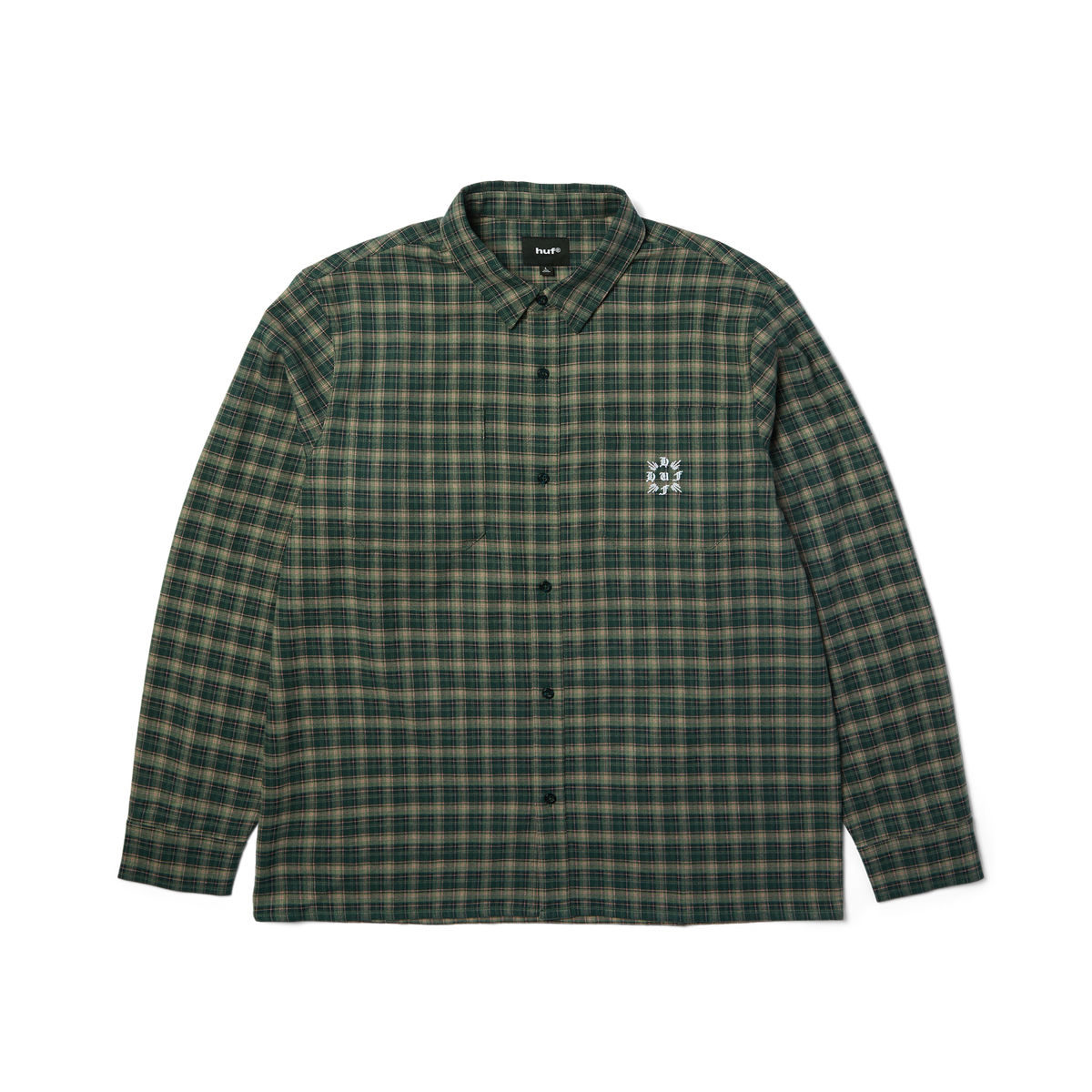 HUF Cross Plaid Long Sleeve Shirt Pine