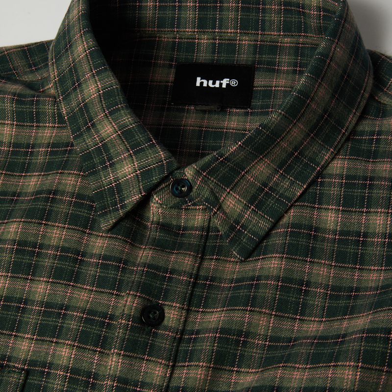 HUF Cross Plaid Long Sleeve Shirt Pine