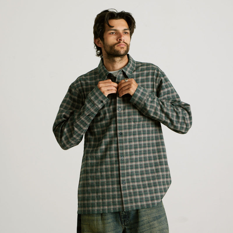 HUF Cross Plaid Long Sleeve Shirt Pine