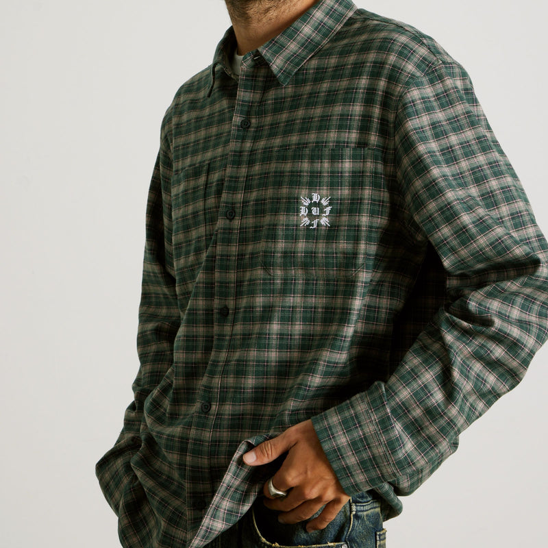 HUF Cross Plaid Long Sleeve Shirt Pine