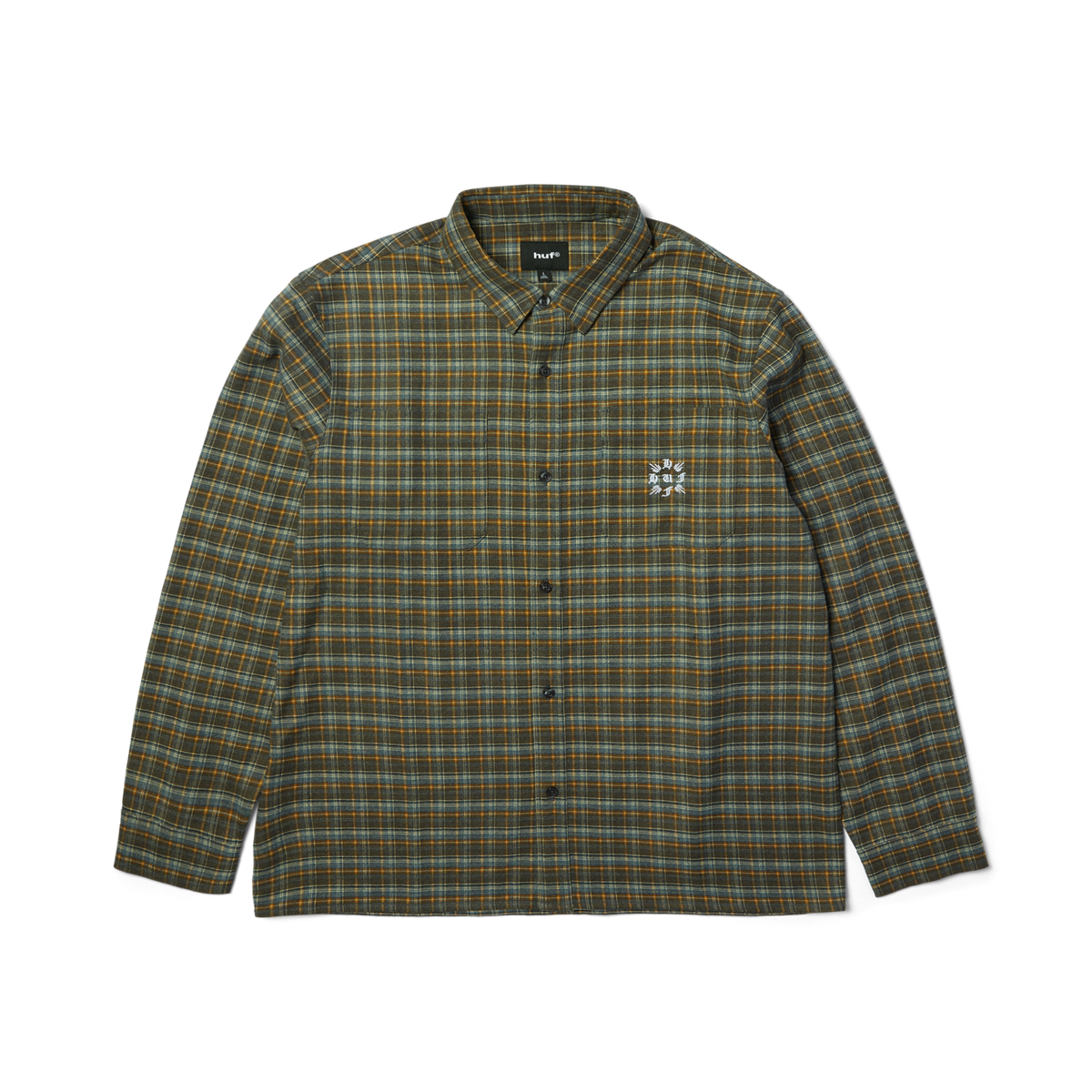 HUF Cross Plaid Long Sleeve Shirt Slate Blue