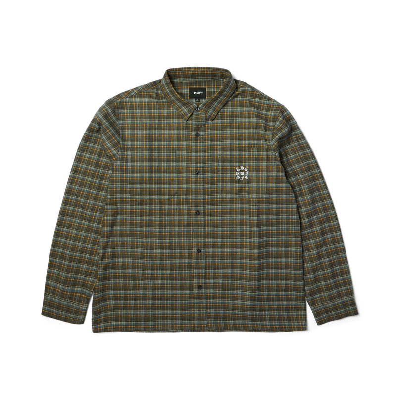 HUF Cross Plaid Long Sleeve Shirt Slate Blue