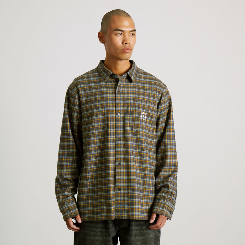 HUF Cross Plaid Long Sleeve Shirt Slate Blue