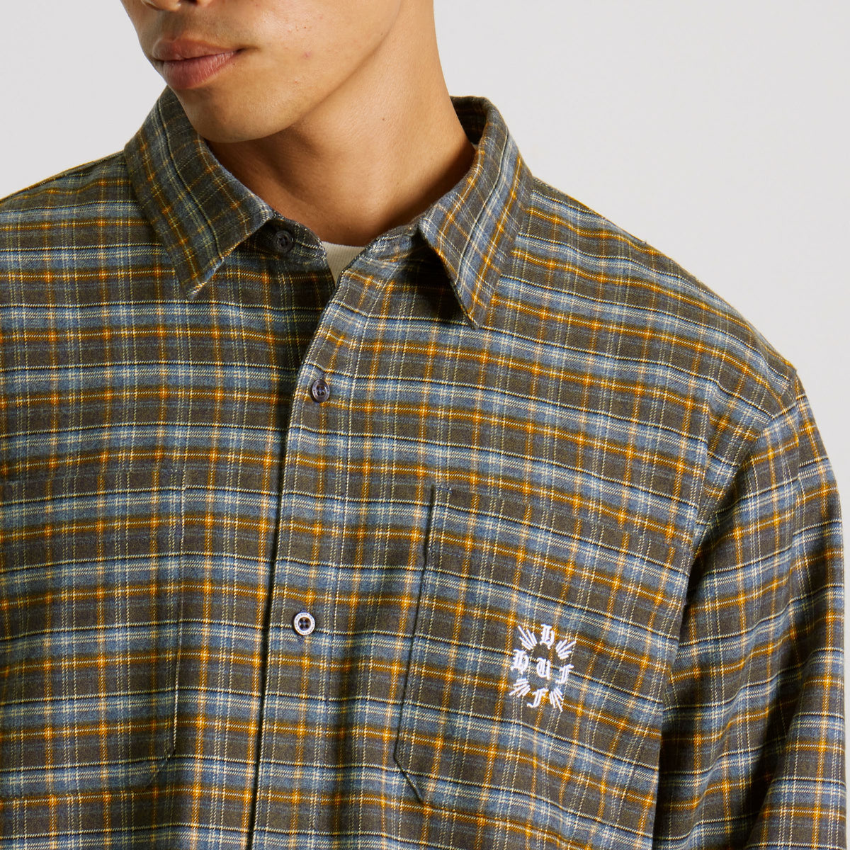 HUF Cross Plaid Long Sleeve Shirt Slate Blue