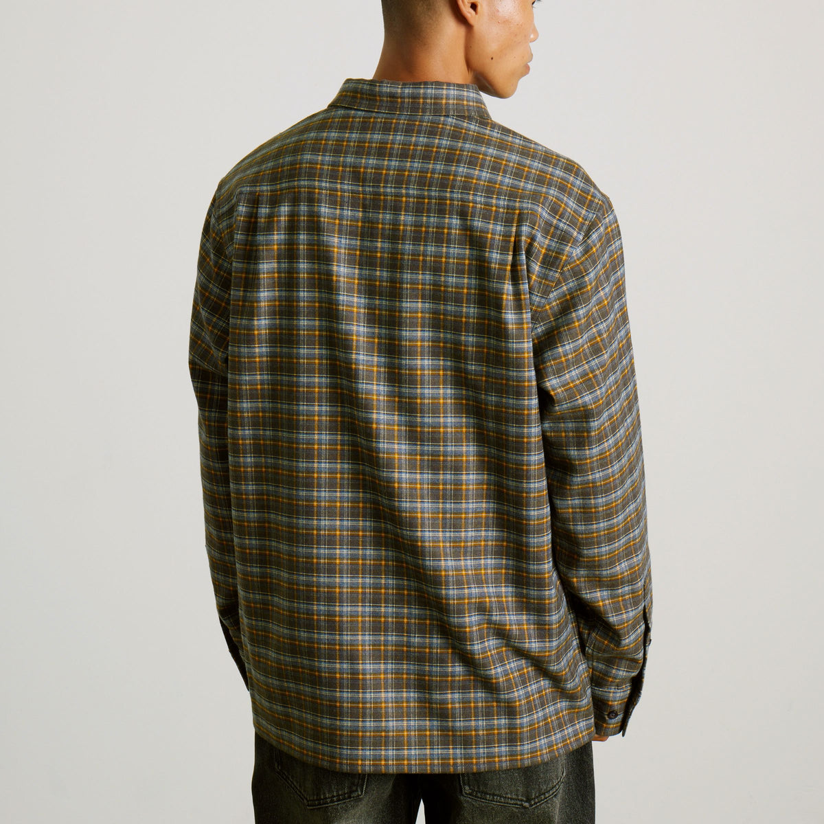 HUF Cross Plaid Long Sleeve Shirt Slate Blue
