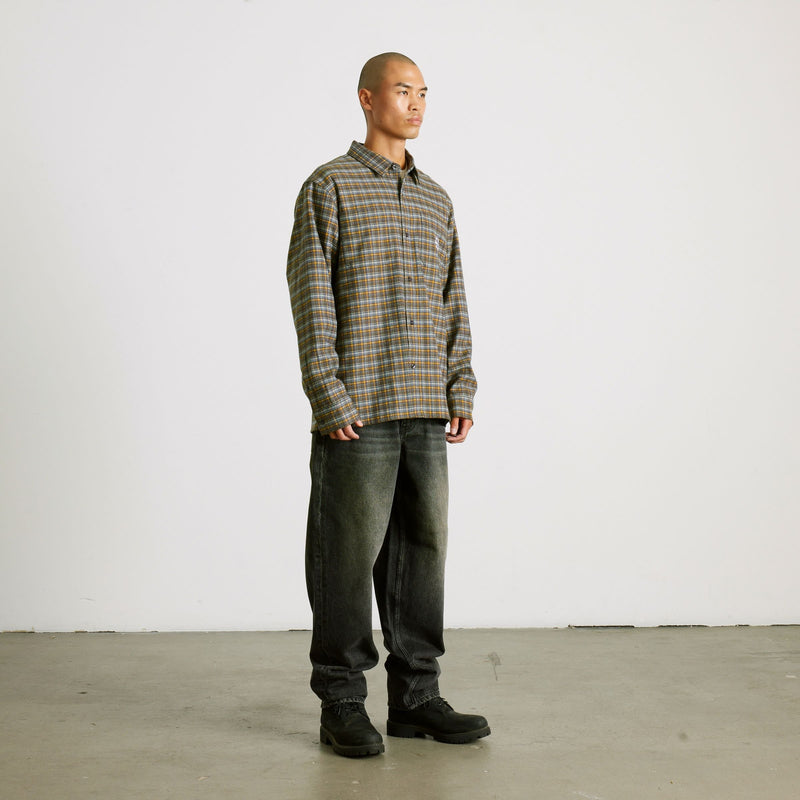 HUF Cross Plaid Long Sleeve Shirt Slate Blue