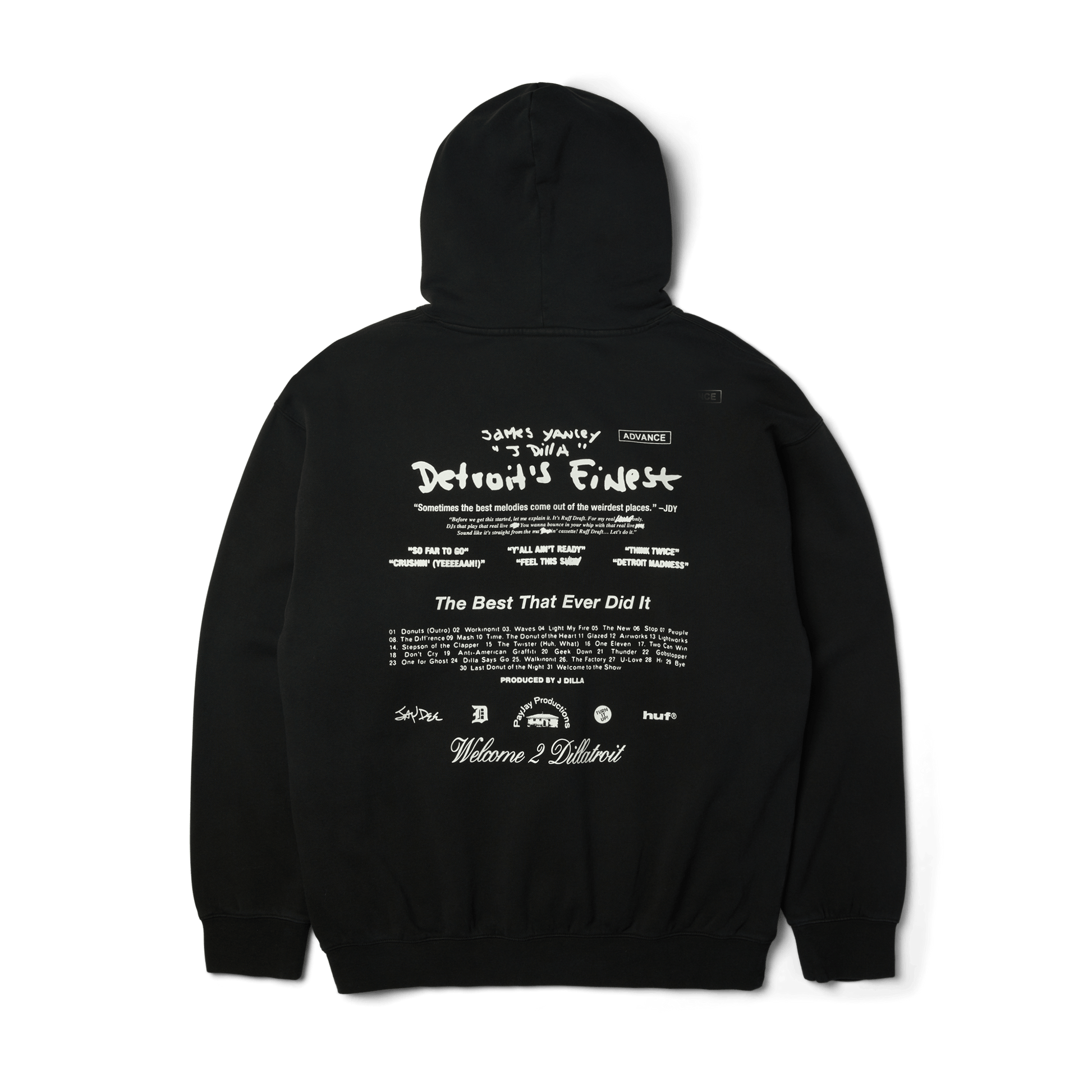 Huf x J Dilla Diggin Po Washed Hoodie Washed Black