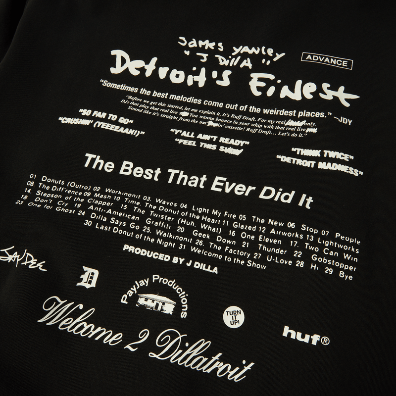 Huf x J Dilla Diggin Po Washed Hoodie Washed Black