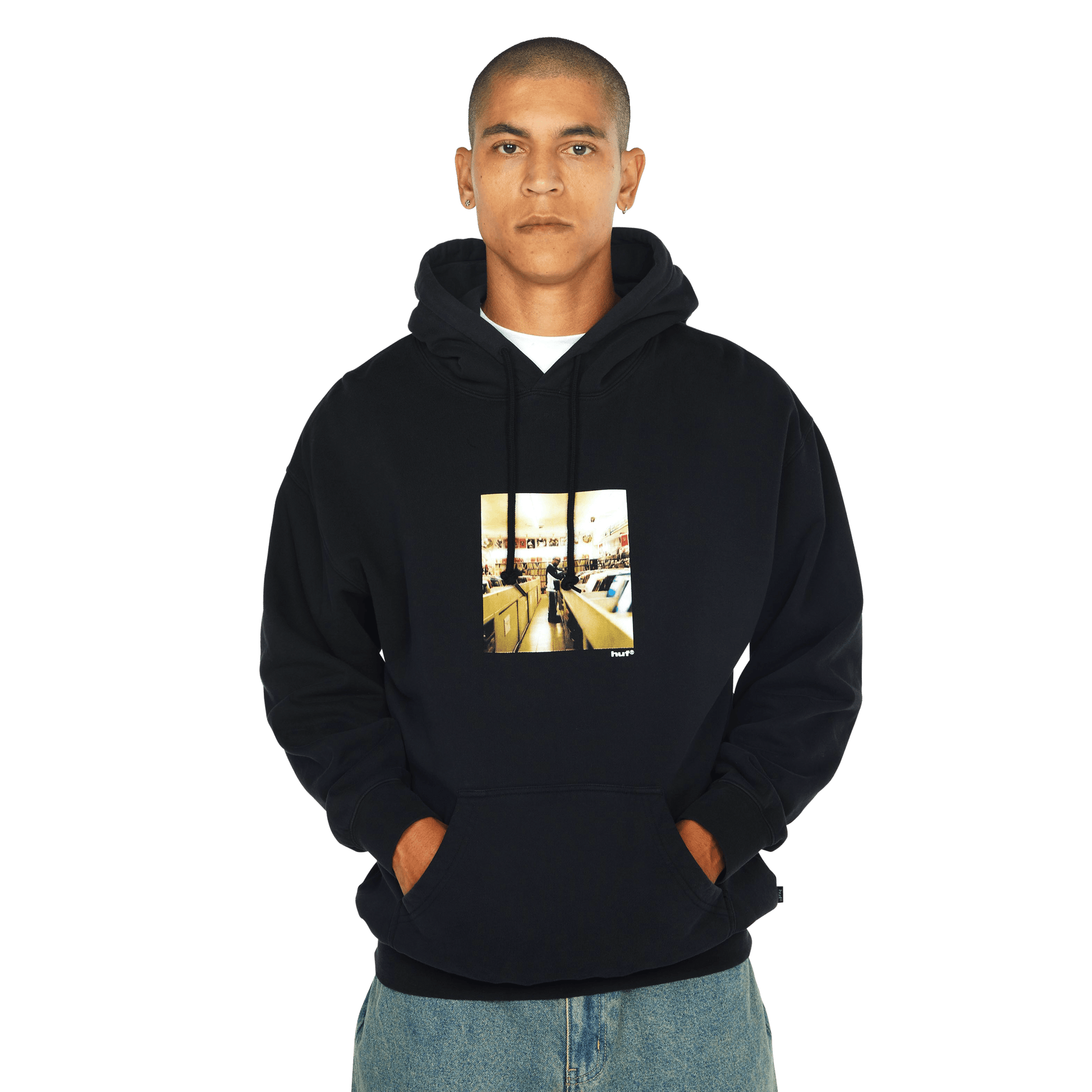 Huf x J Dilla Diggin Po Washed Hoodie Washed Black