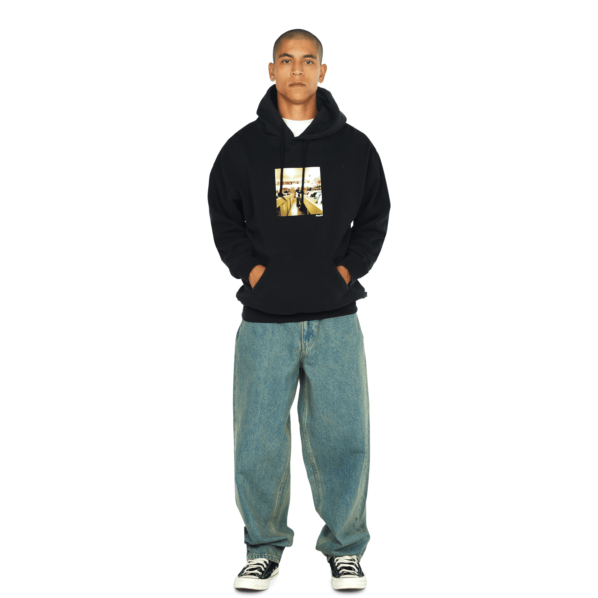 Huf x J Dilla Diggin Po Washed Hoodie Washed Black