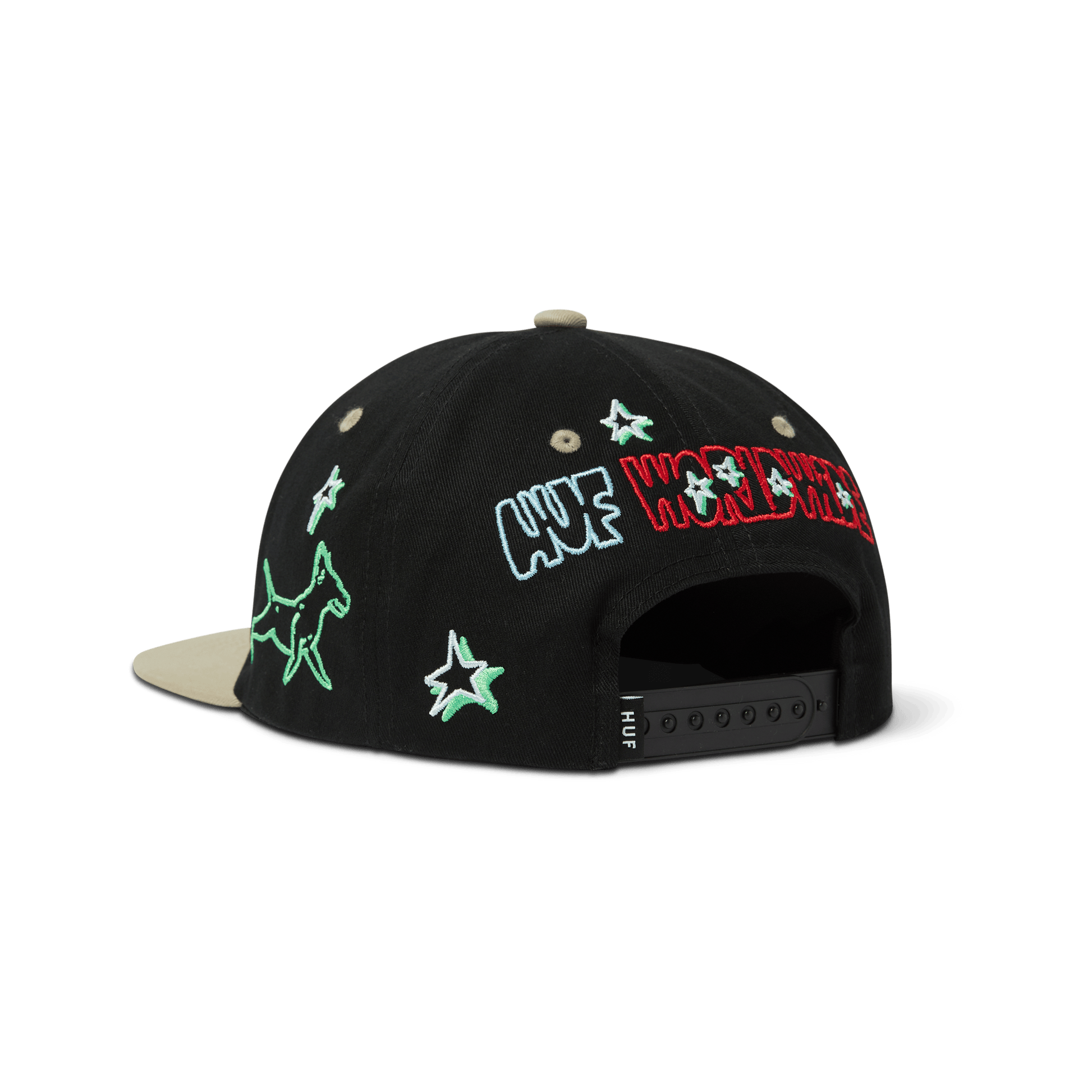 HUF Fetch 6 Panel Snapback Hat Black