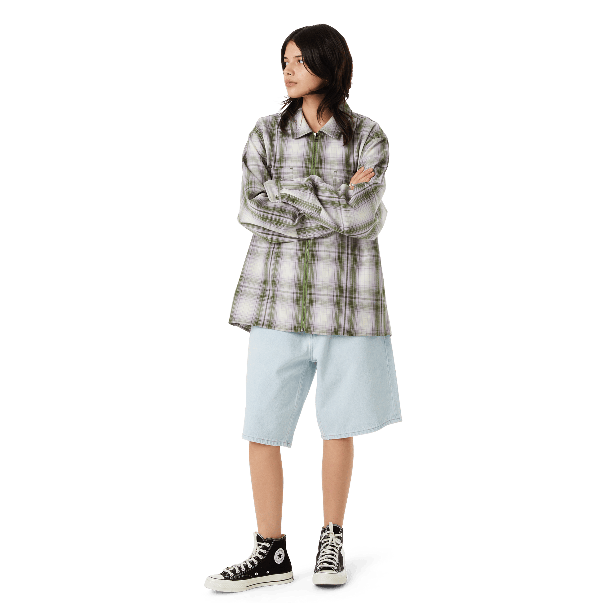 HUF Fillmore Plaid Shacket Leaf