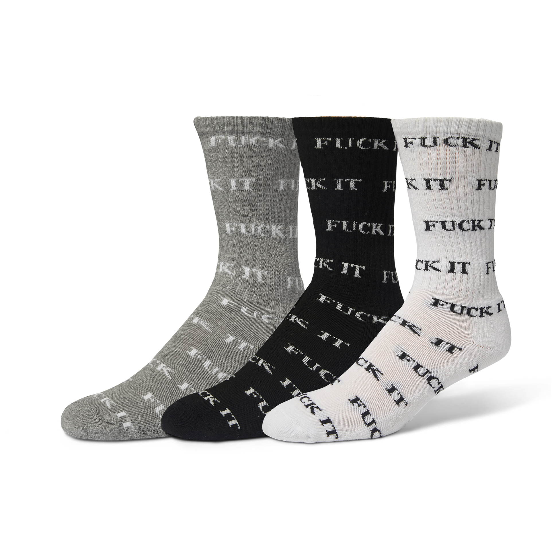 HUF Fuck It Crew Sock 3-Pack White/Black/Heather