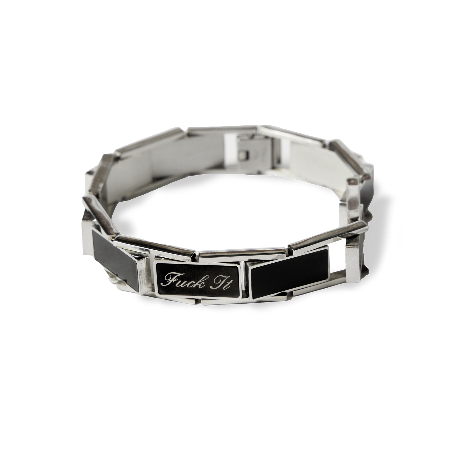 Huf Fuck It Enamel Link Bracelet Silver
