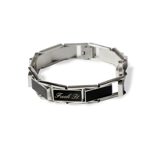 Huf Fuck It Enamel Link Bracelet Silver