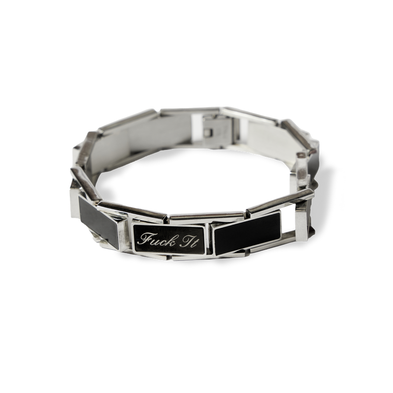 Huf Fuck It Enamel Link Bracelet Silver