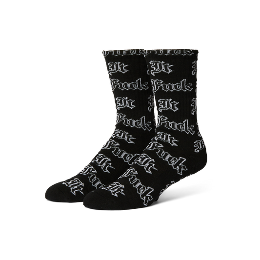 Huf Fuck It Old English Sock Black
