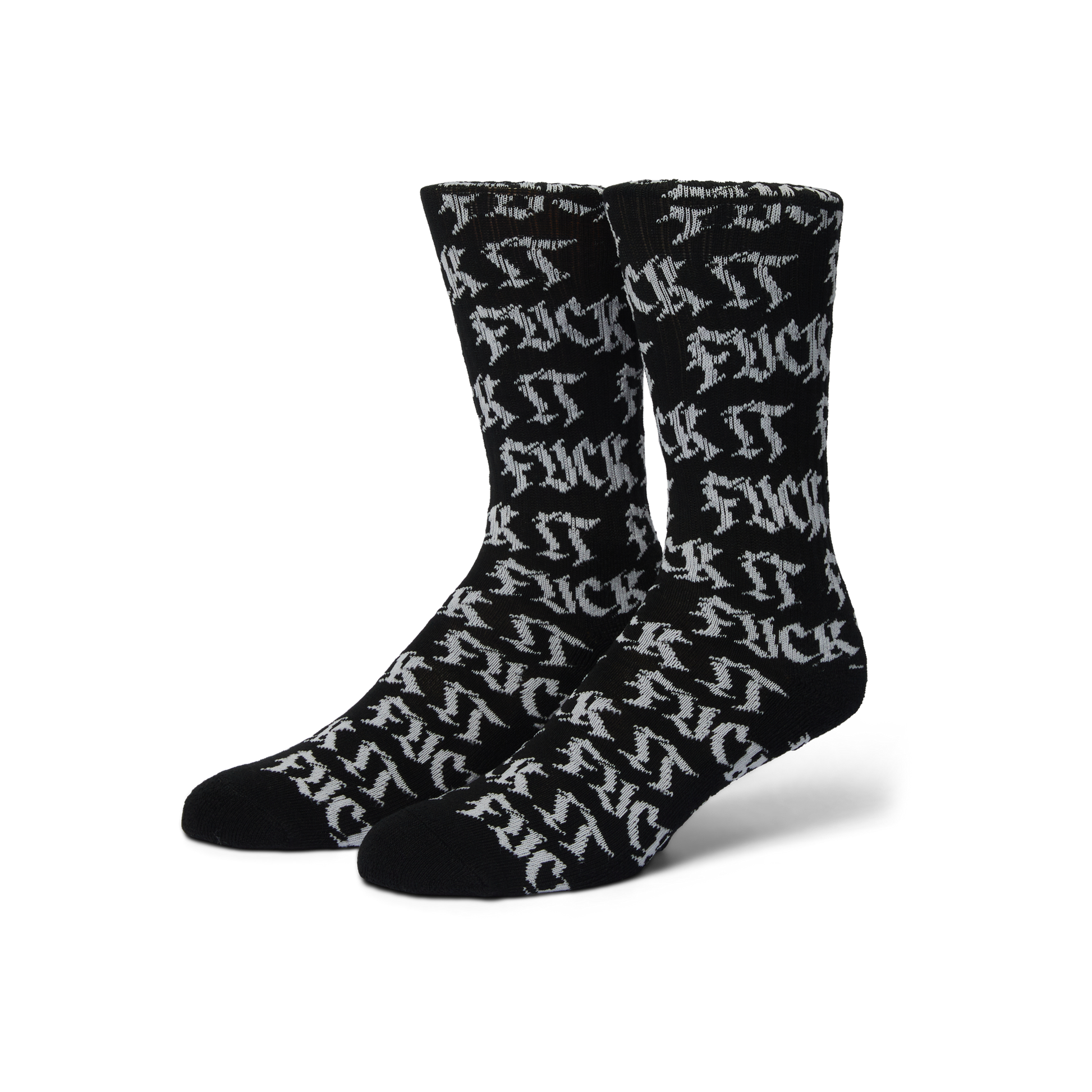 Huf Fuck It Old Style Crew Sock Black