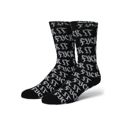 Huf Fuck It Old Style Crew Sock Black