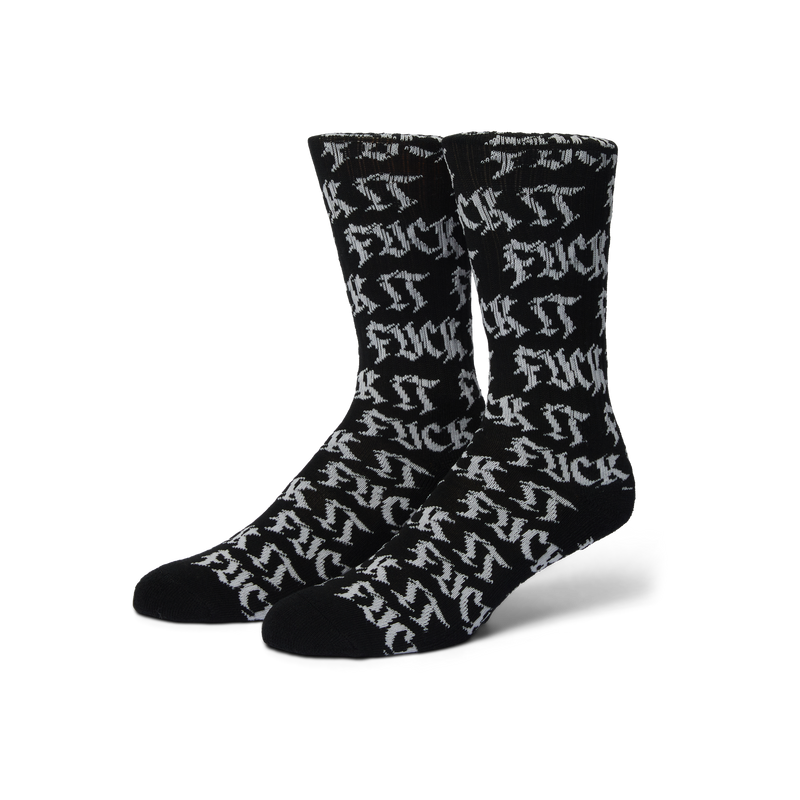 Huf Fuck It Old Style Crew Sock Black