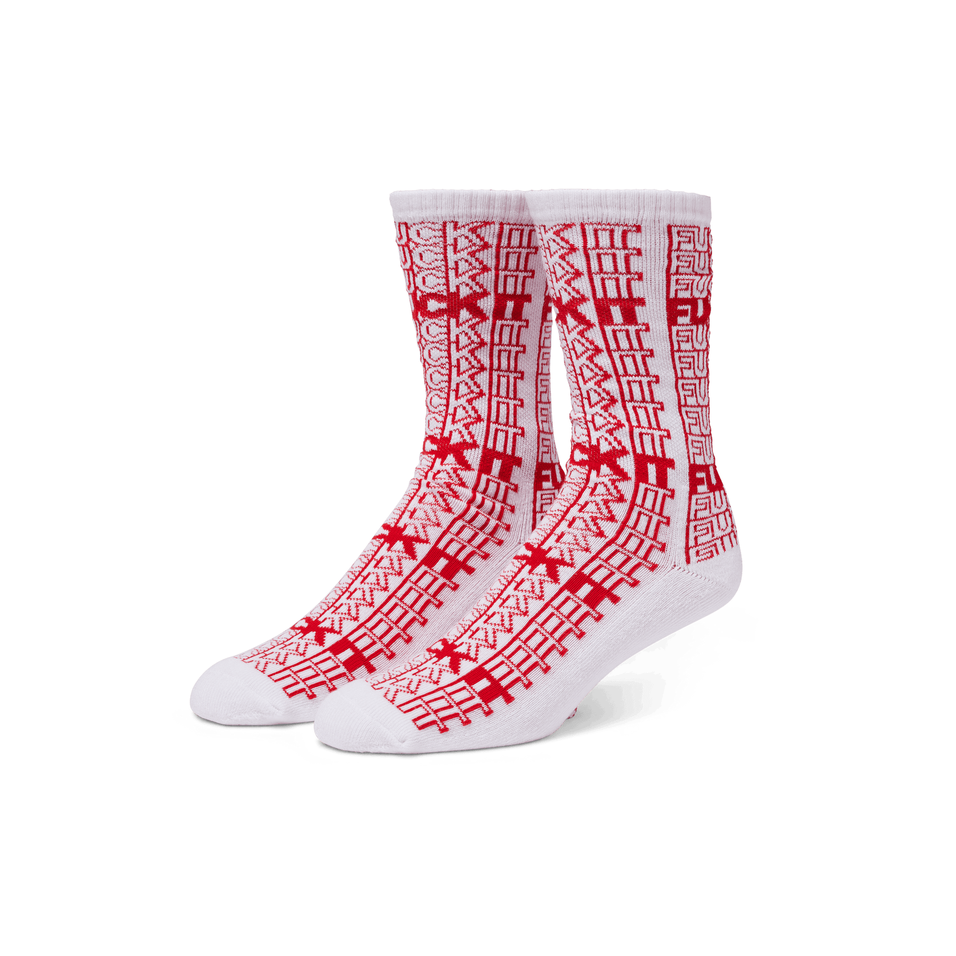 Huf Fuck It Repeat Crew Sock White