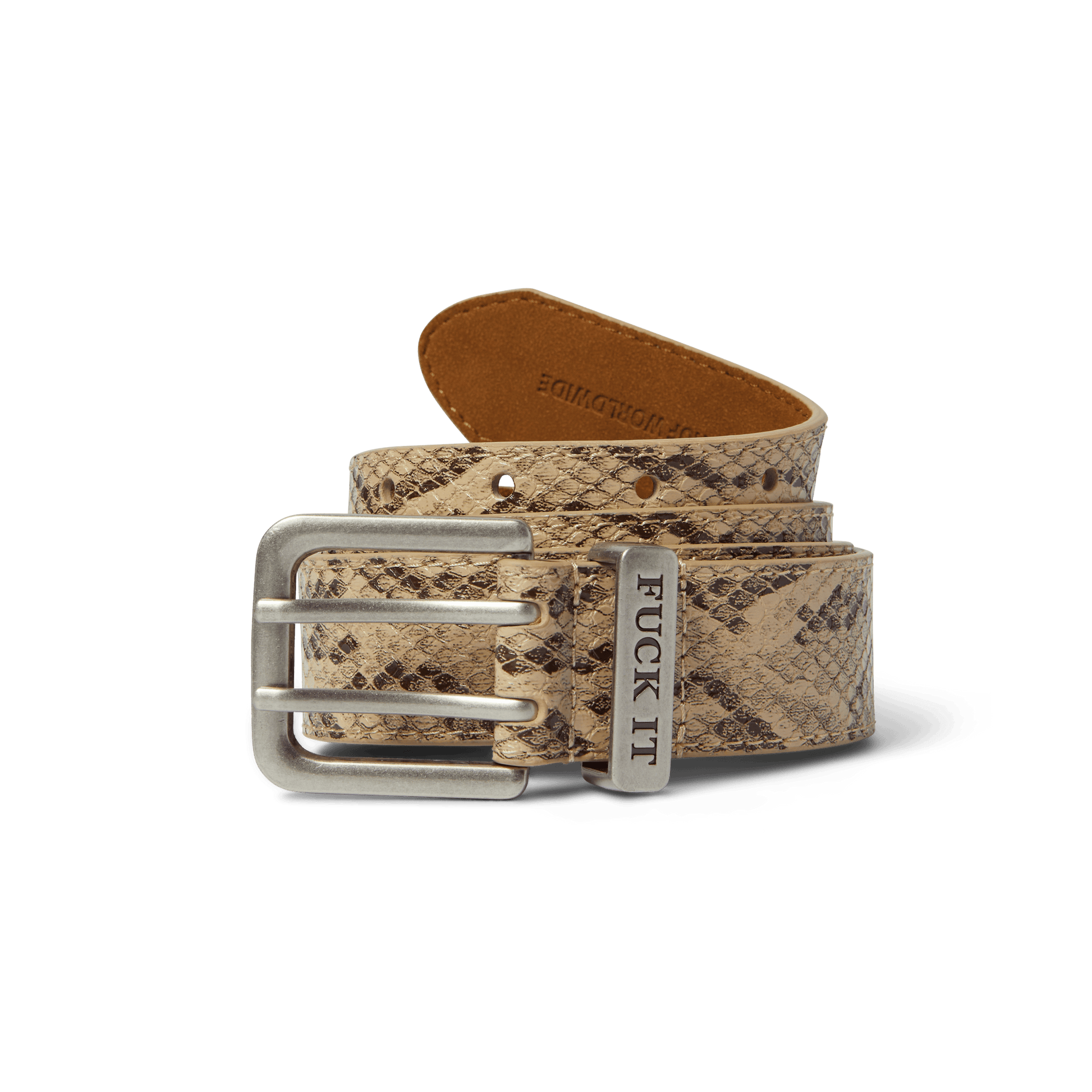 HUF Fuck It Snakeskin Belt Brown