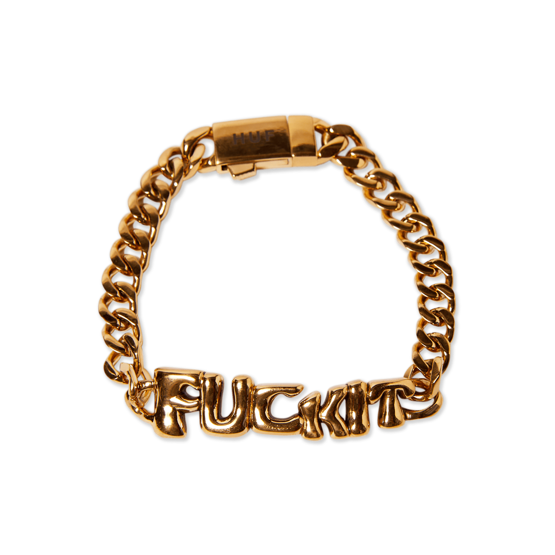 Huf Fuck It Warped Id Bracelet Gold