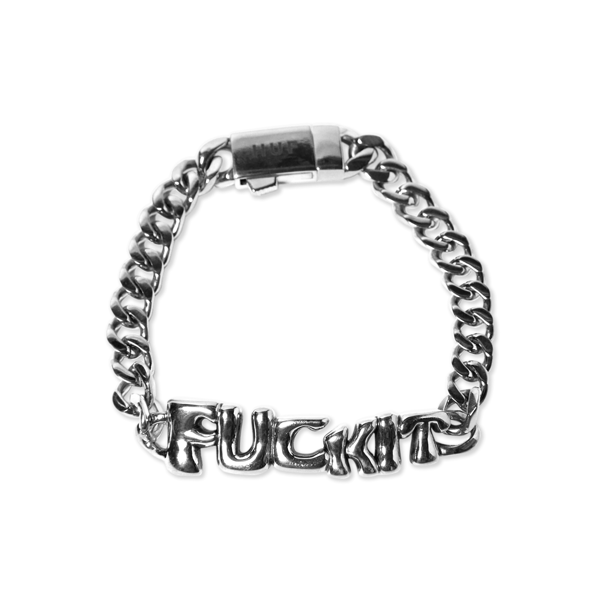 Huf Fuck It Warped Id Bracelet Silver