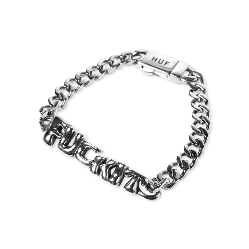 Huf Fuck It Warped Id Bracelet Silver