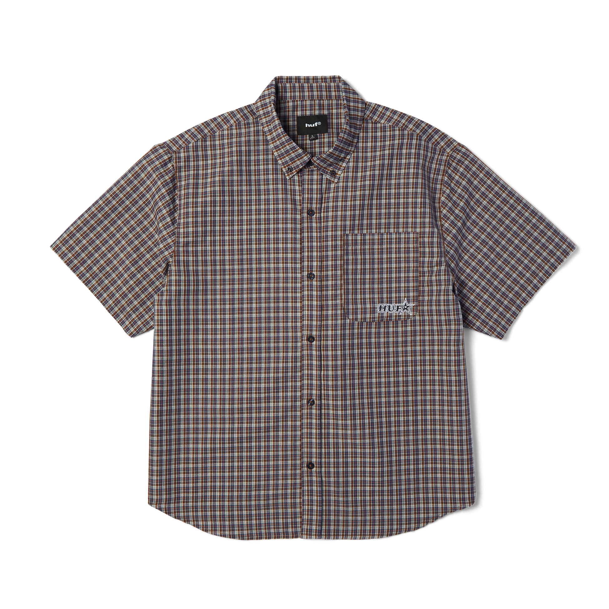 Huf Galaxy Plaid Woven Top Dark Brown