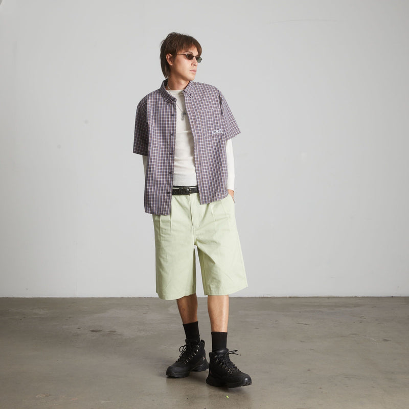 Huf Galaxy Plaid Woven Top Stone