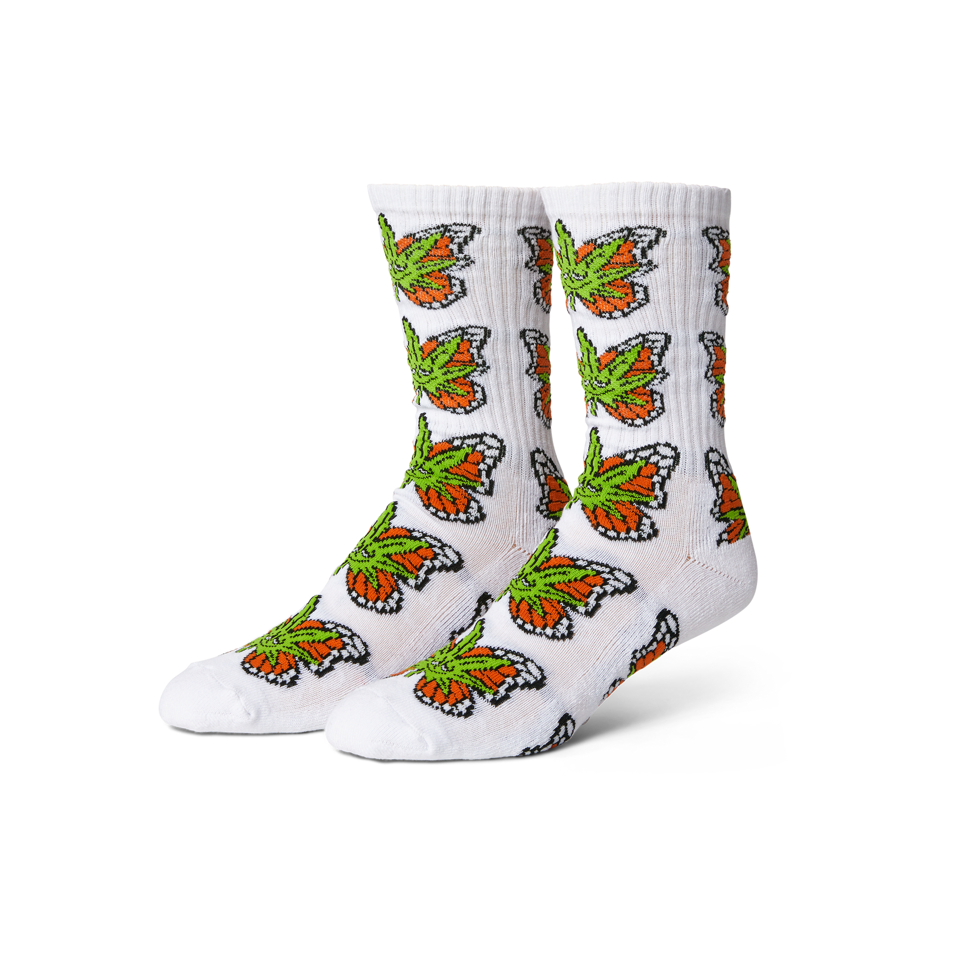 Huf Green Budderfly Sock White