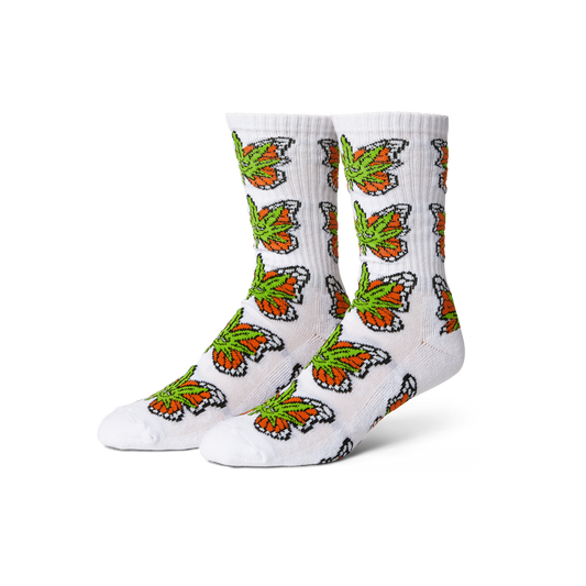 Huf Green Budderfly Sock White