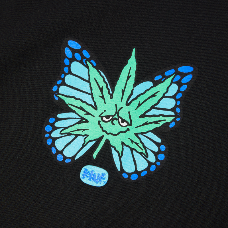 Huf Green Budderfly T-Shirt Black