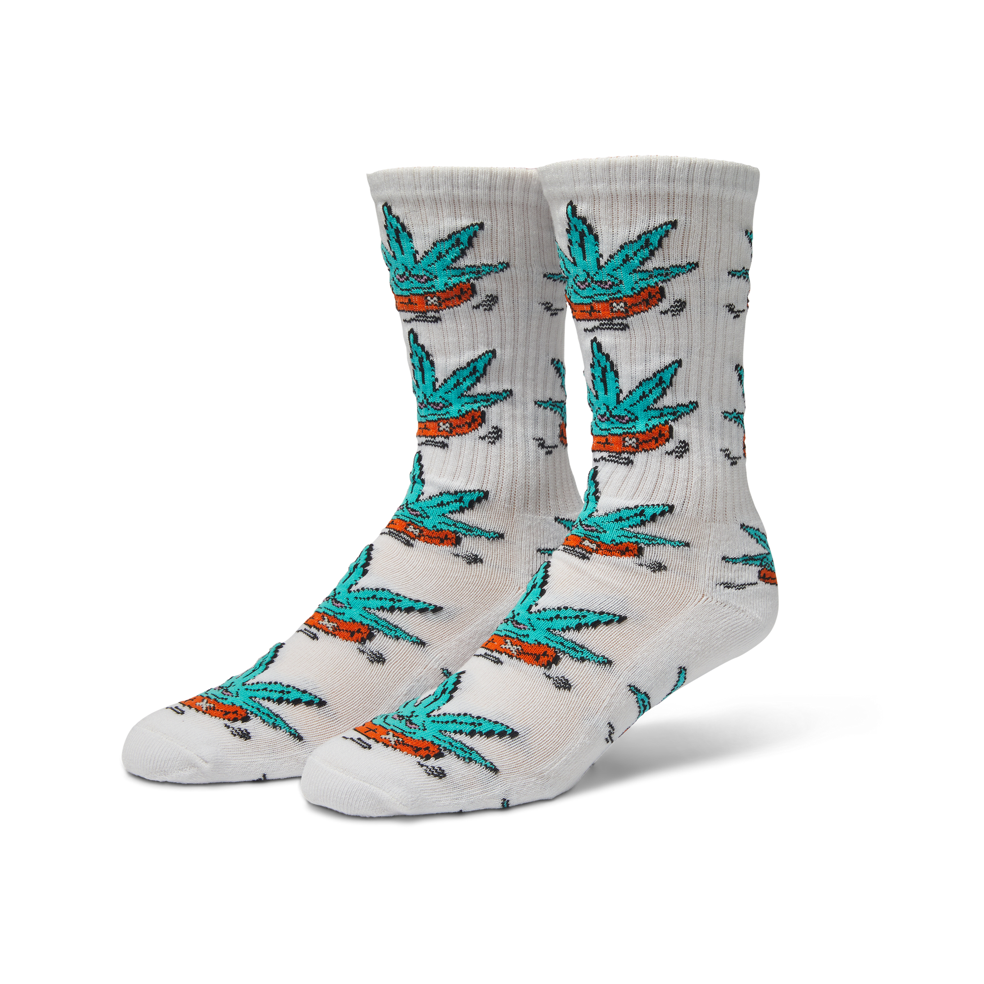 Huf Green Buddy Floatie Crew Sock White