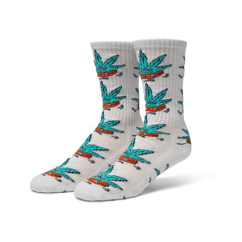 Huf Green Buddy Floatie Crew Sock White