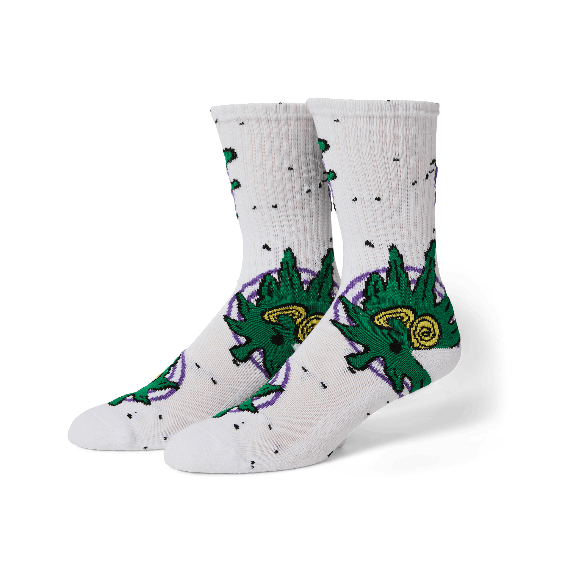 HUF Green Buddy Hypnosis Sock White