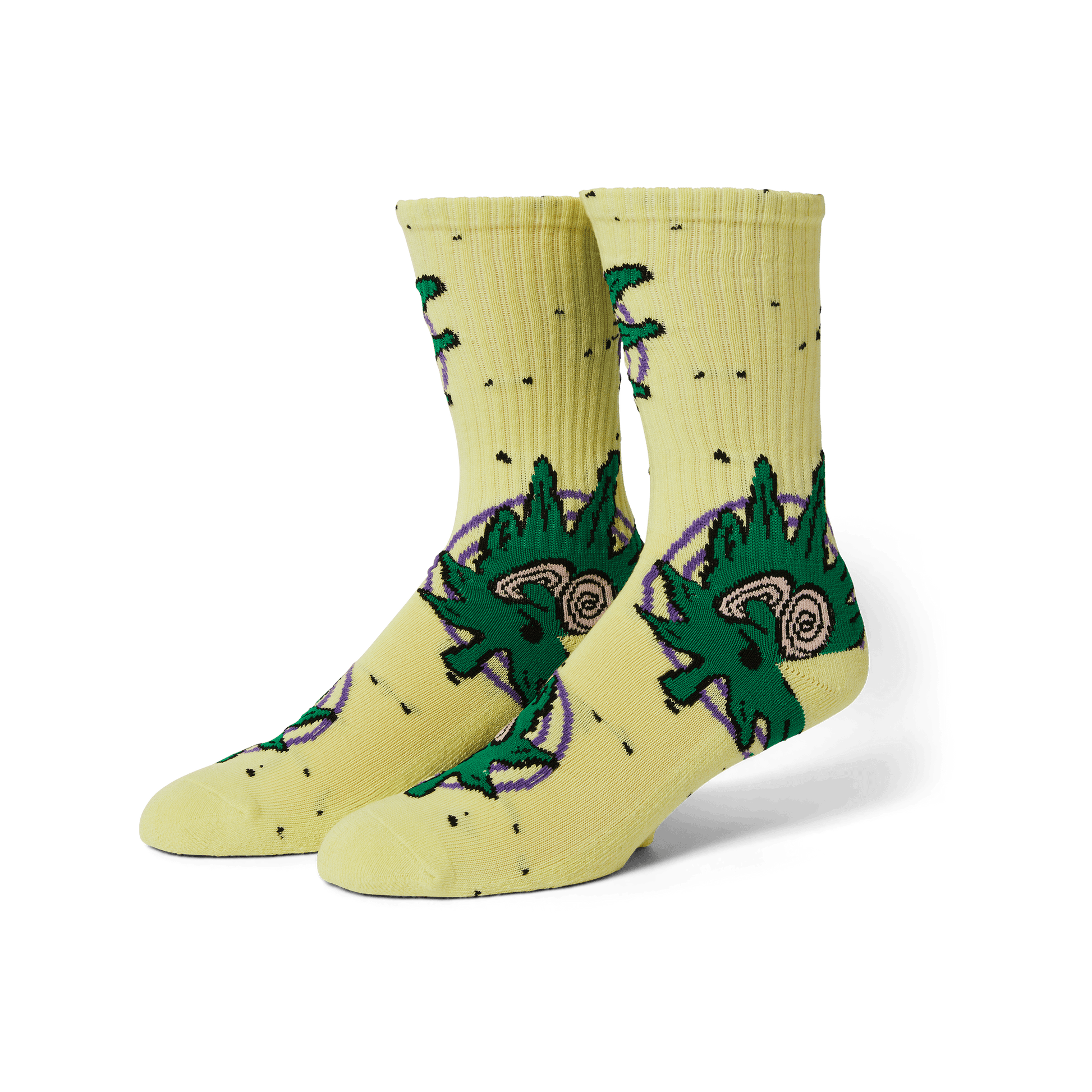 HUF Green Buddy Hypnosis Sock Yellow