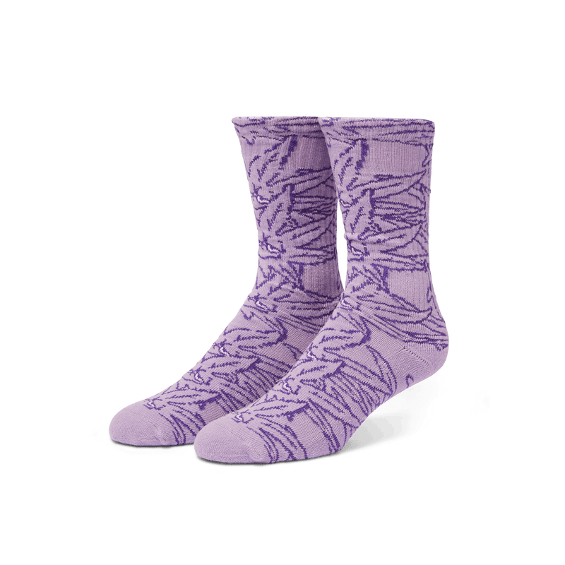 Green Buddy Pattern Sock Purple