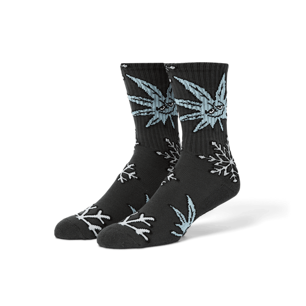 Huf Green Buddy Snowflakes Sock Black